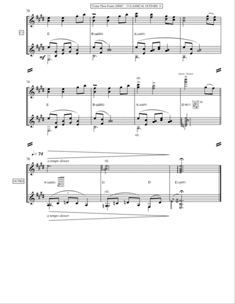 Come Thou Fount (Guitar Duet) Acoustic Guitar scores gallery preview page 5