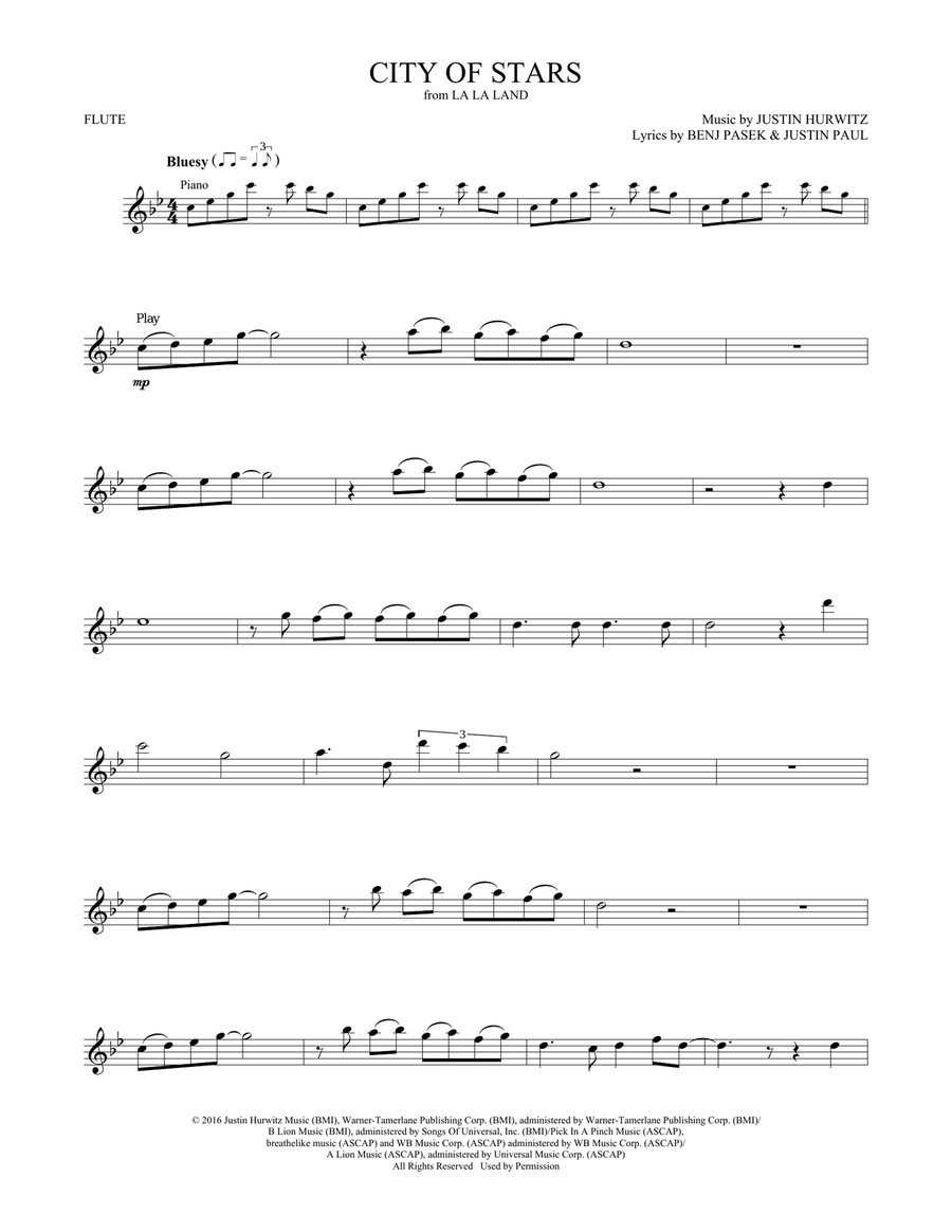 City of Stars (from La La Land) Flute Solo scores gallery preview page 1