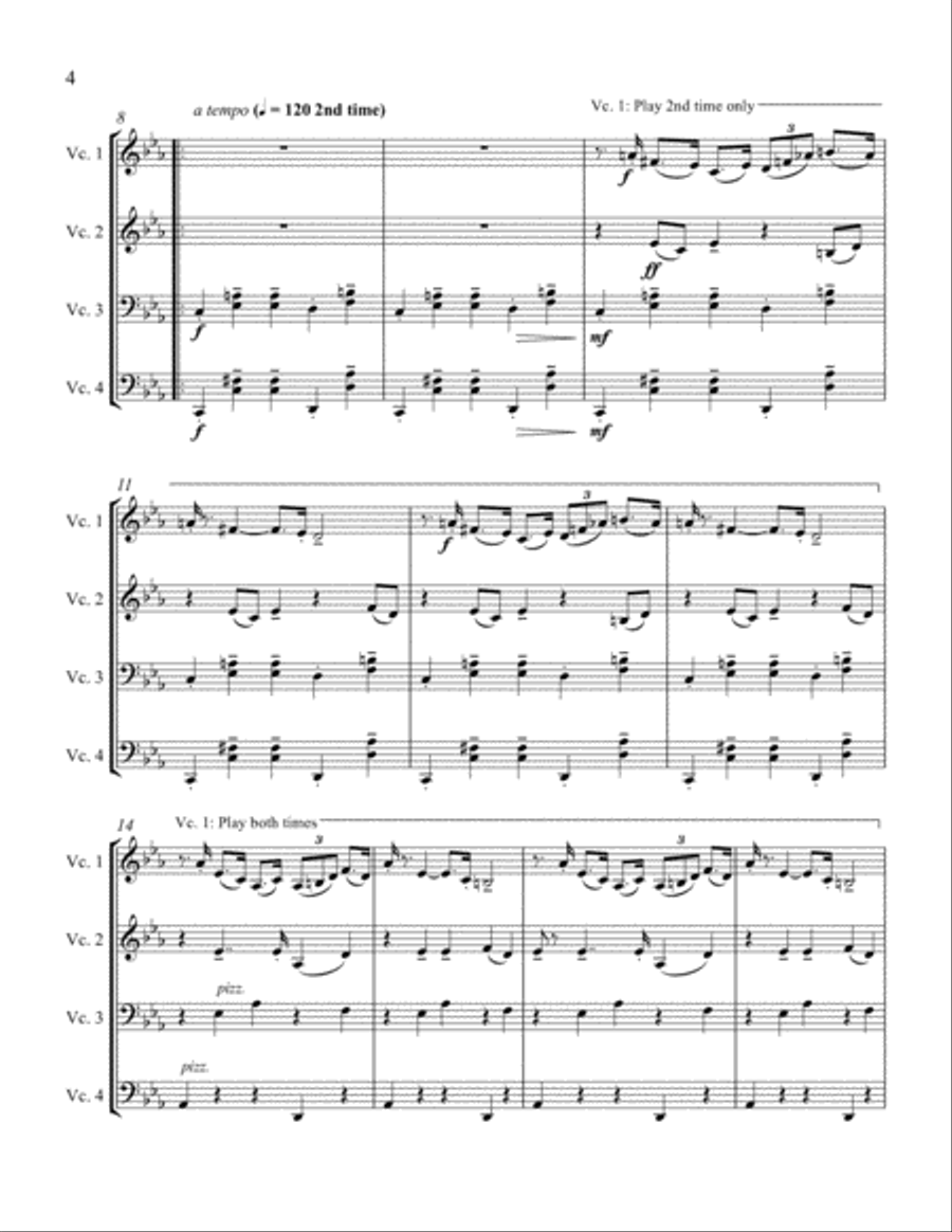 Demented Music (Pervertimento for Cello Quartet) Cello scores gallery preview page 2