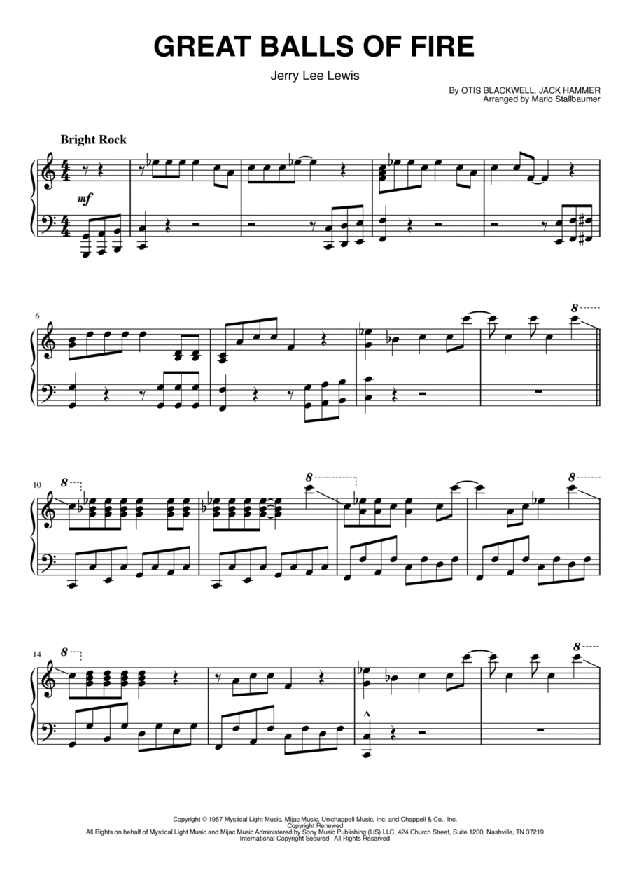 Great Balls Of Fire Piano Solo scores gallery preview page 1