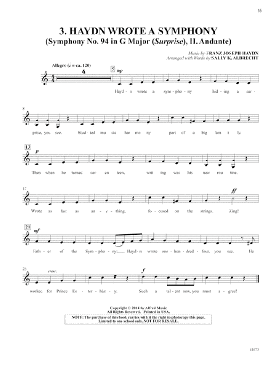 Composer Songs Unison Choir scores gallery preview page 4