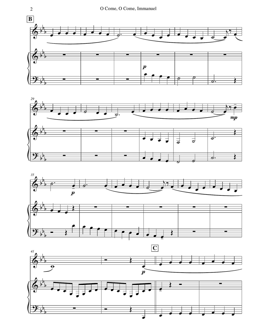 O Come, O Come, Immanuel (Emmanuel) - Trombone & Piano Piano scores gallery preview page 4