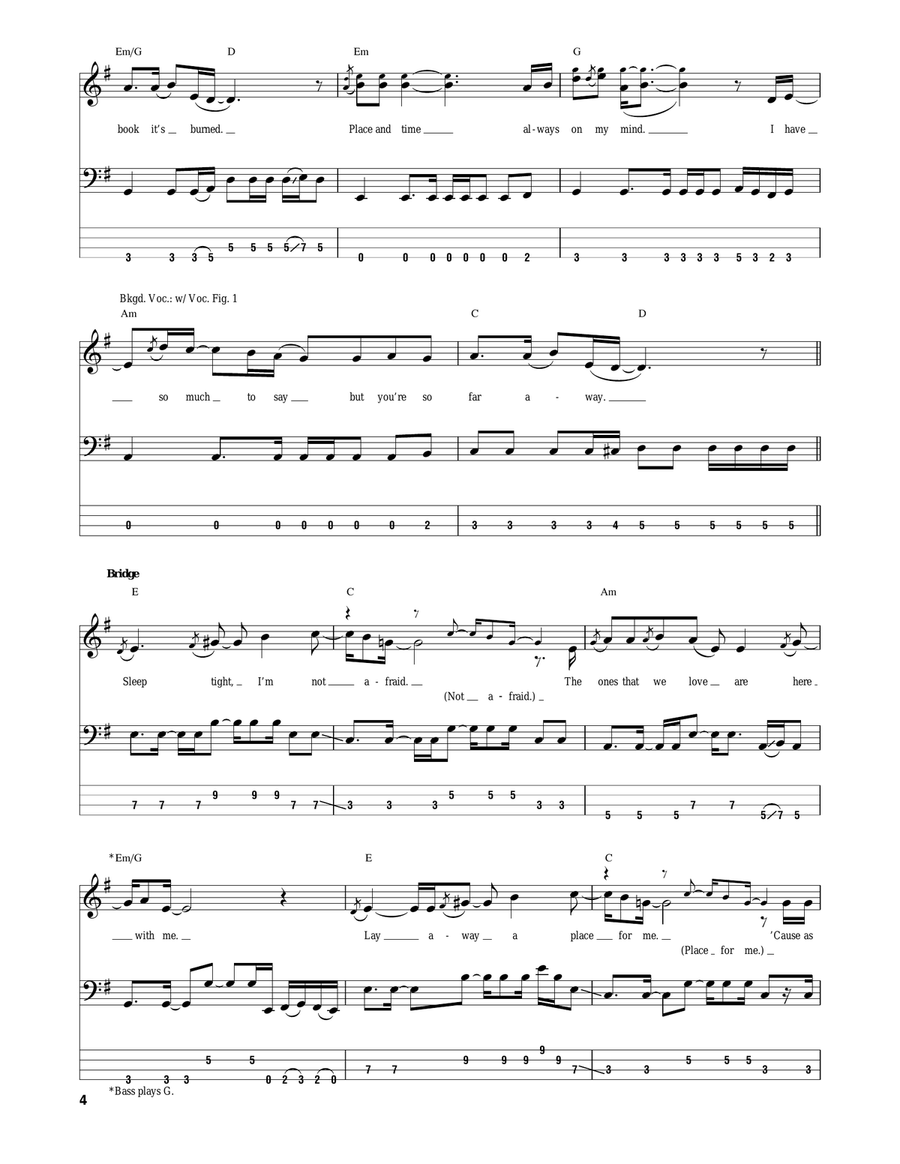So Far Away Bass Guitar Tablature scores gallery preview page 4
