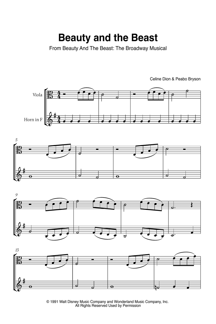 Beauty And The Beast Beauty And The Beast Horn scores gallery preview page 1