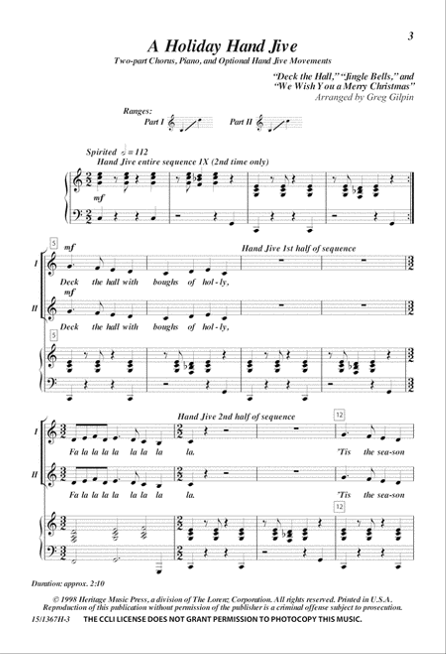 A Holiday Hand Jive A Holiday Hand Jive 2-Part scores gallery preview page 3