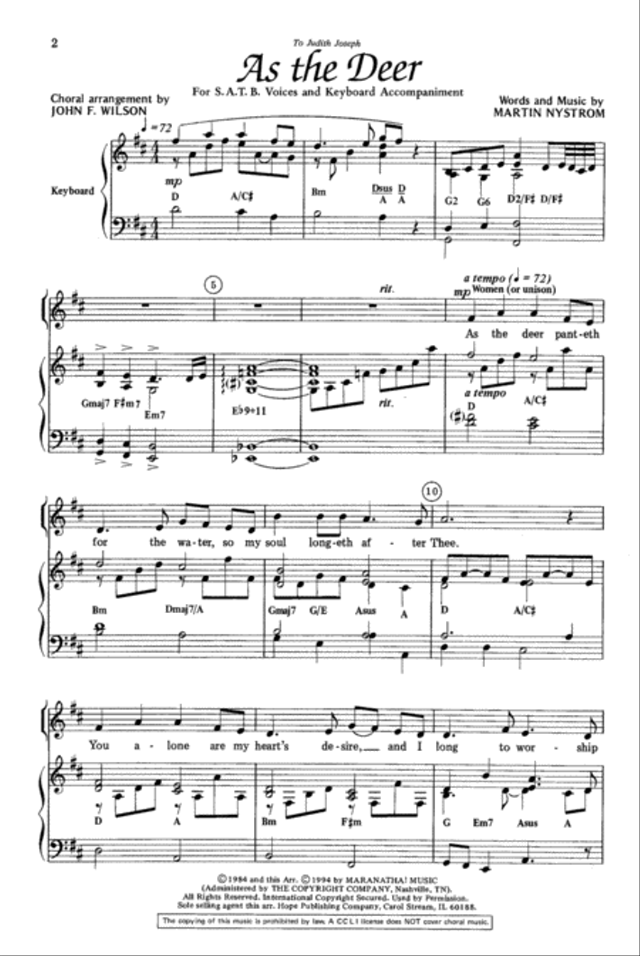 As the Deer 4-Part scores gallery preview page 2