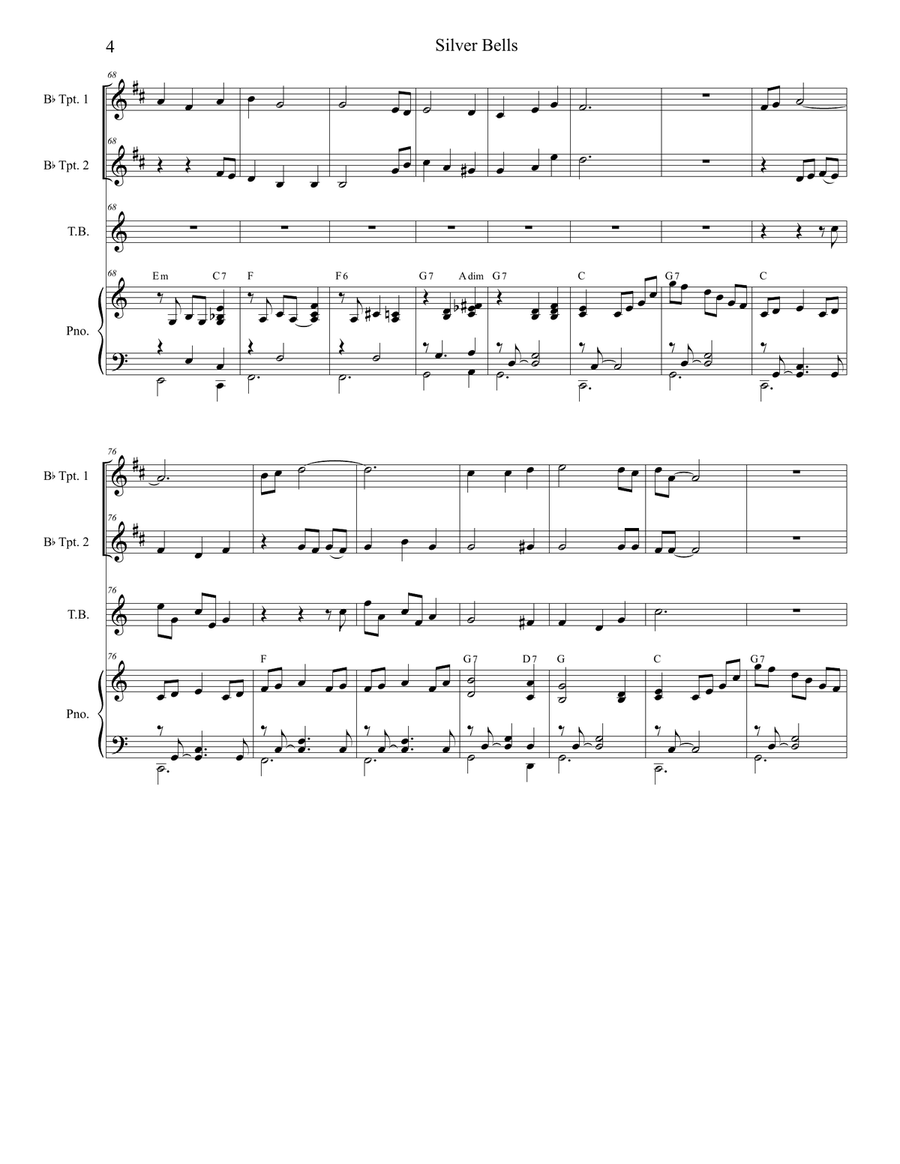 Silver Bells Trumpet Duet scores gallery preview page 4