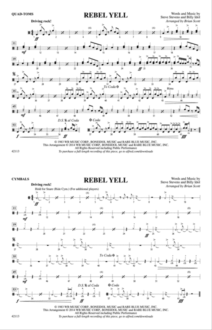 Rebel Yell: Quad-Toms Marching Band scores gallery preview page 1