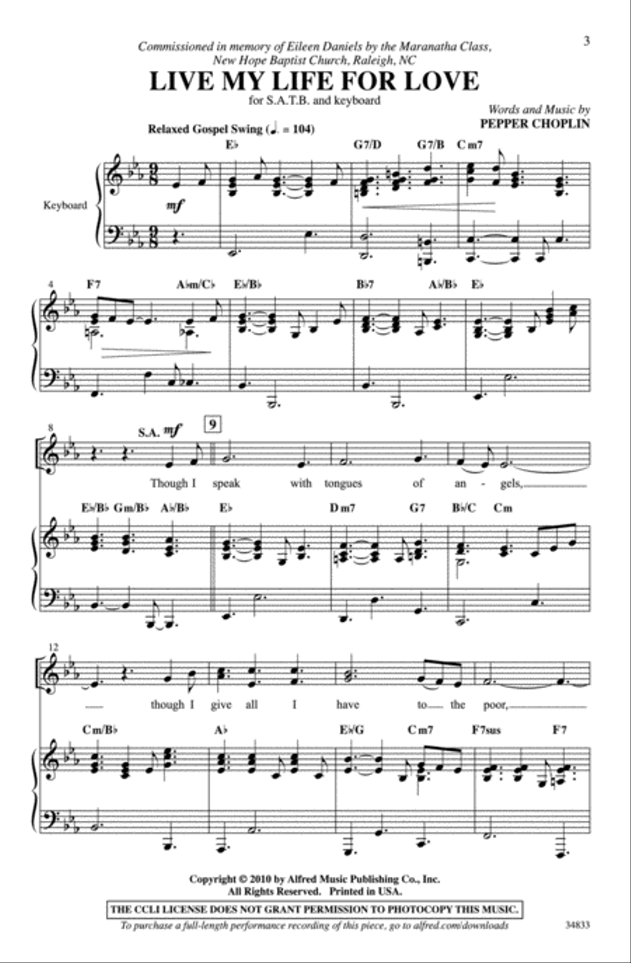 Live My Life for Love 4-Part scores gallery preview page 2