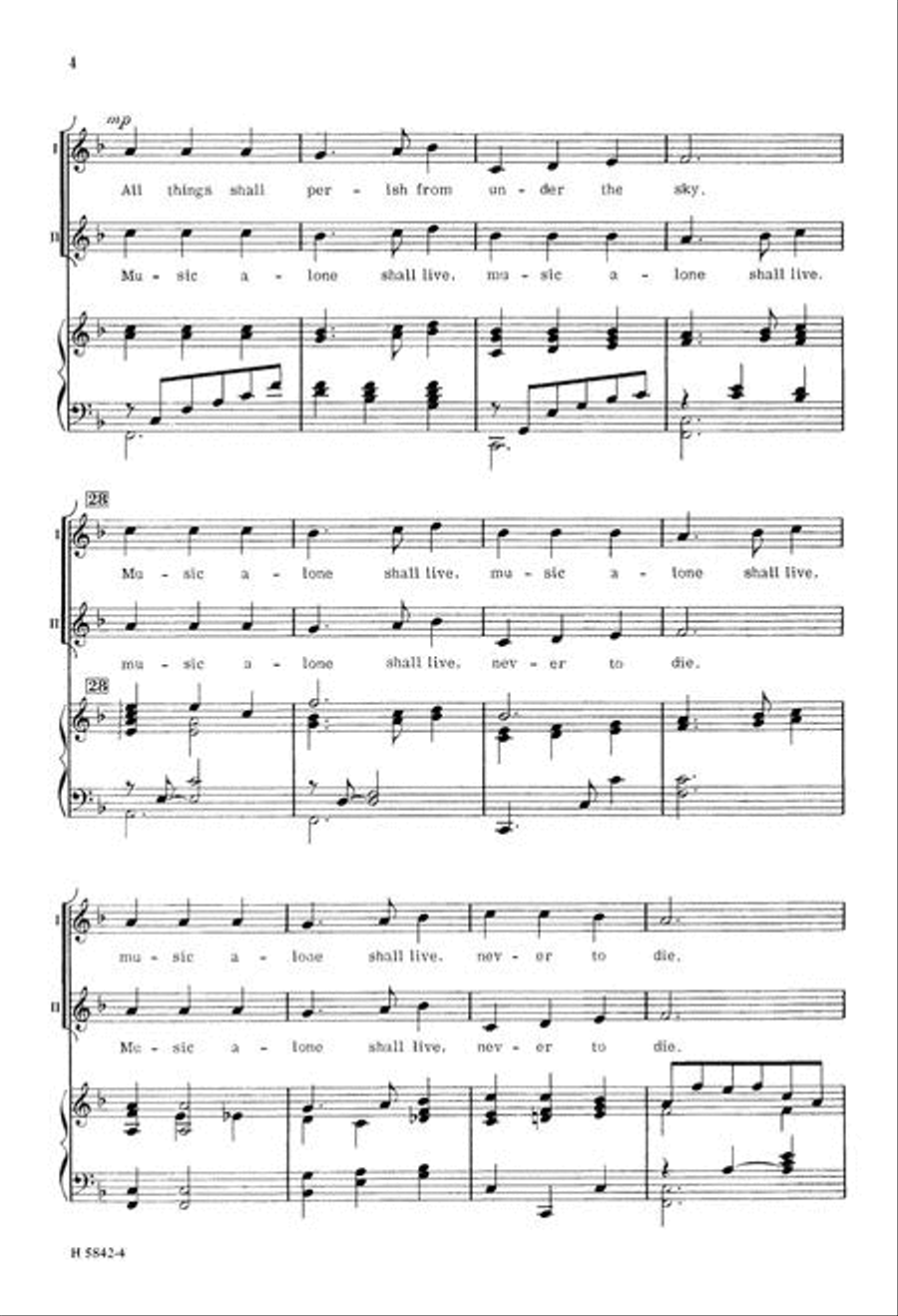 Music Alone Shall Live 2-Part scores gallery preview page 4