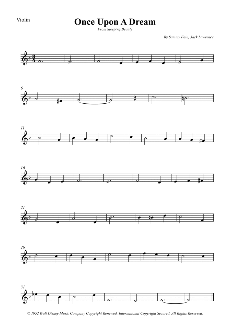 Once Upon A Dream Violin Solo scores gallery preview page 1