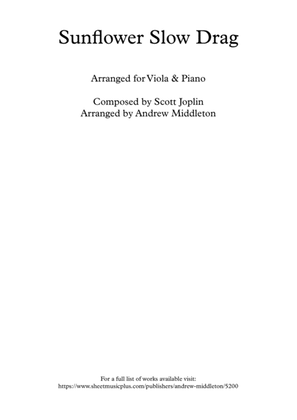 Book cover for Sunflower Slow Drag arranged for Viola and Piano