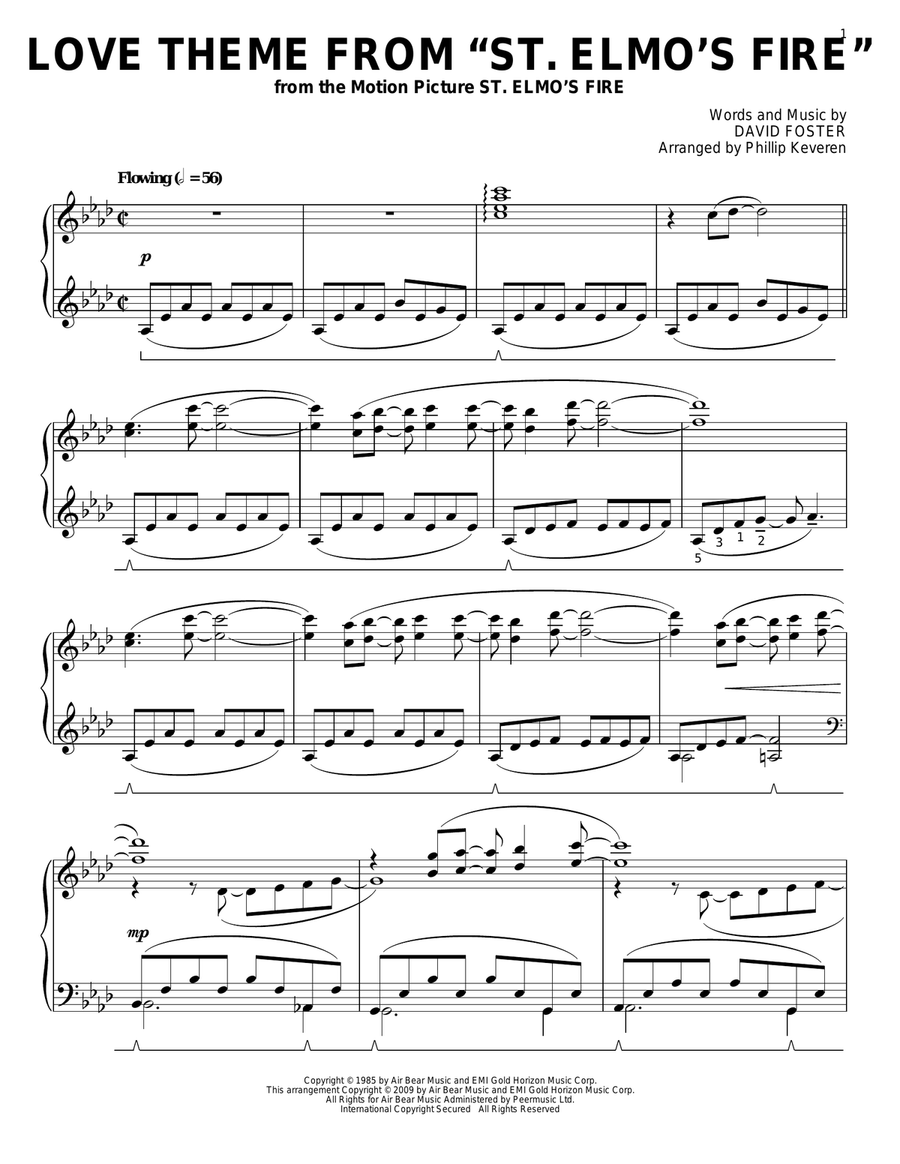 Love Theme From St. Elmo's Fire (arr. Phillip Keveren) Piano Solo scores gallery preview page 1