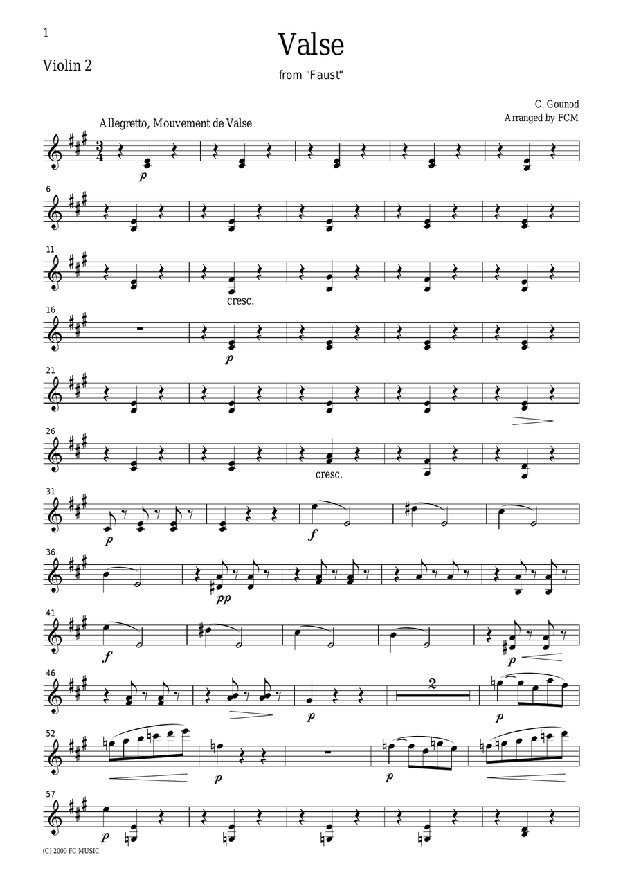 Gounod Valse from Faust, for string quartet, CG001 String Quartet scores gallery preview page 5