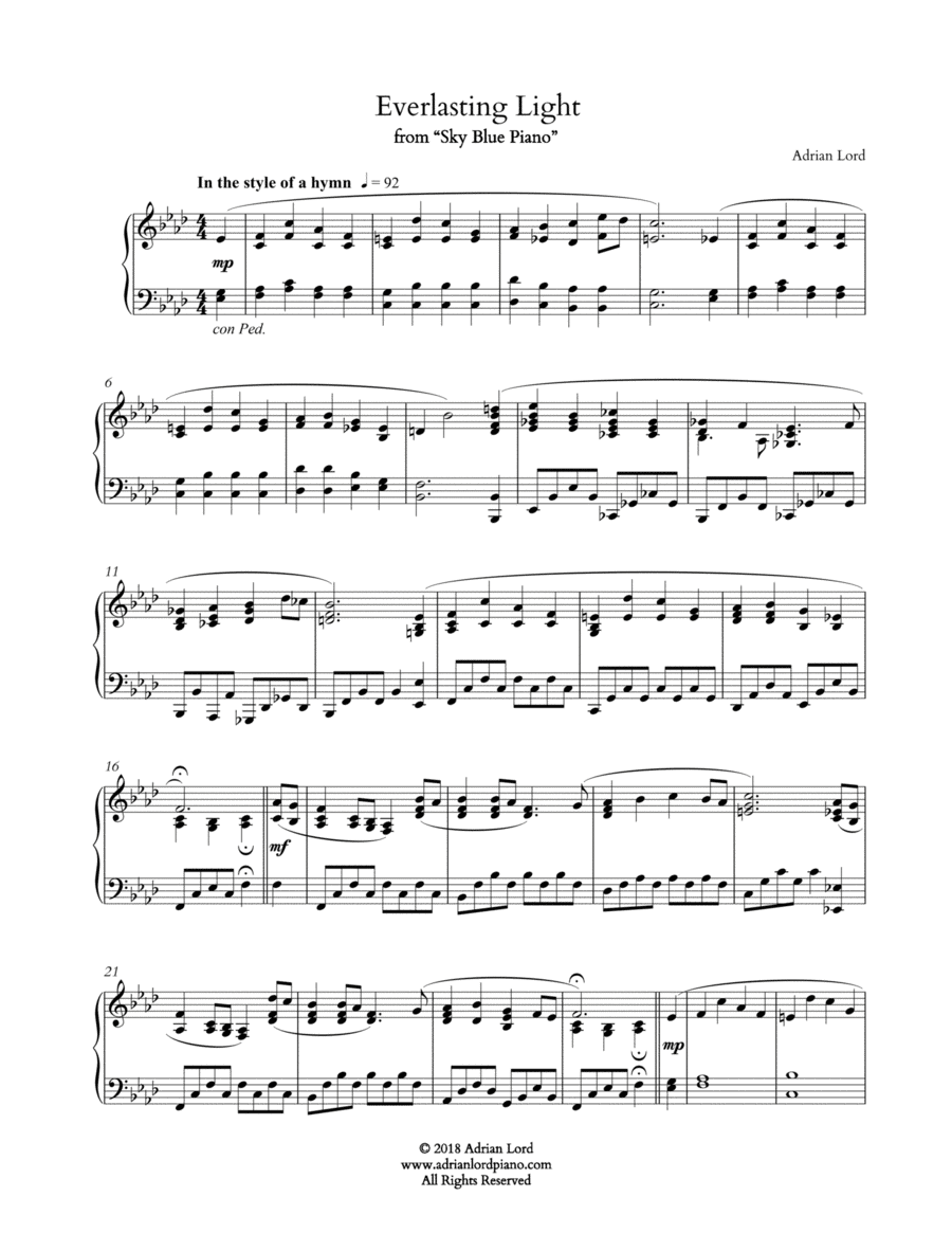 Everlasting Light Piano Solo scores gallery preview page 1