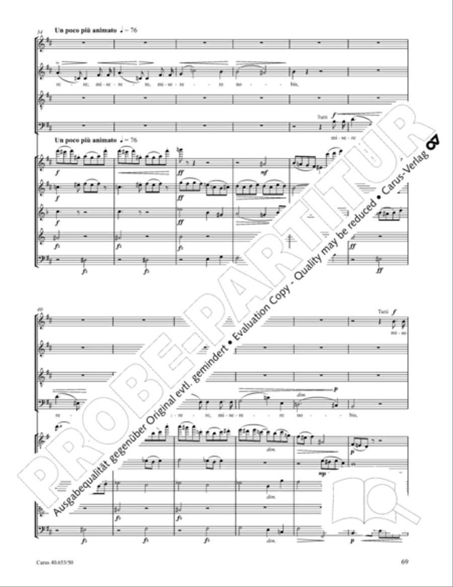 Mass in D Major (Missa in D) 4-Part scores gallery preview page 70