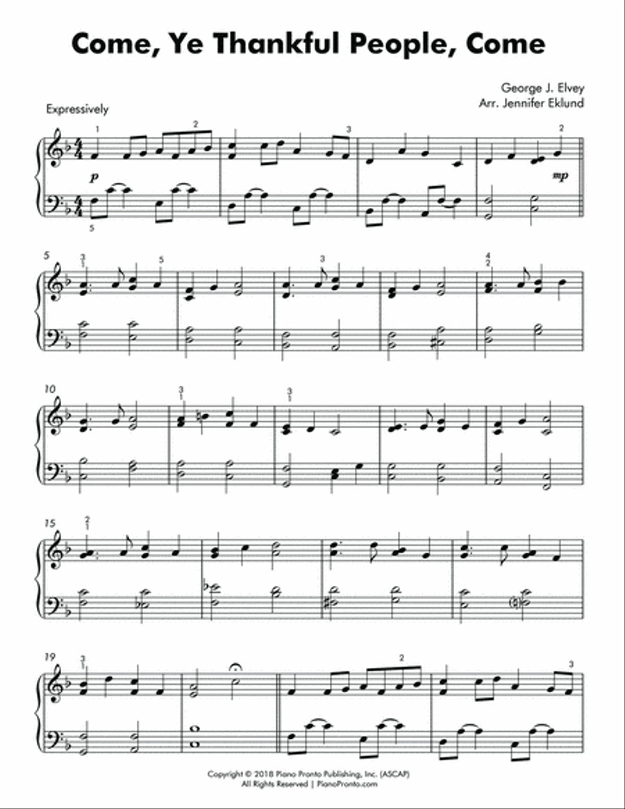 Come, Ye Thankful People, Come (Lyrical Sacred Solo) Piano Solo scores gallery preview page 2