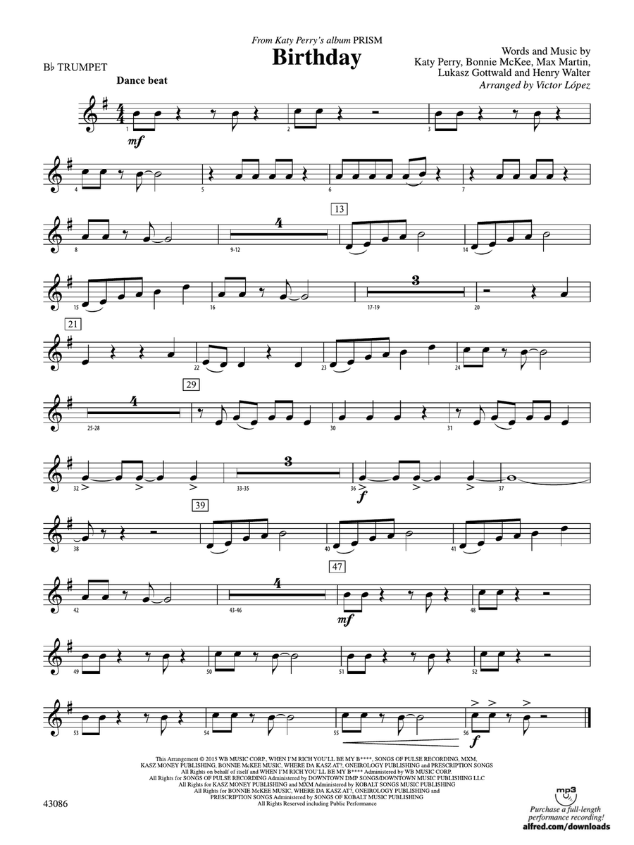Birthday: 1st B-flat Trumpet