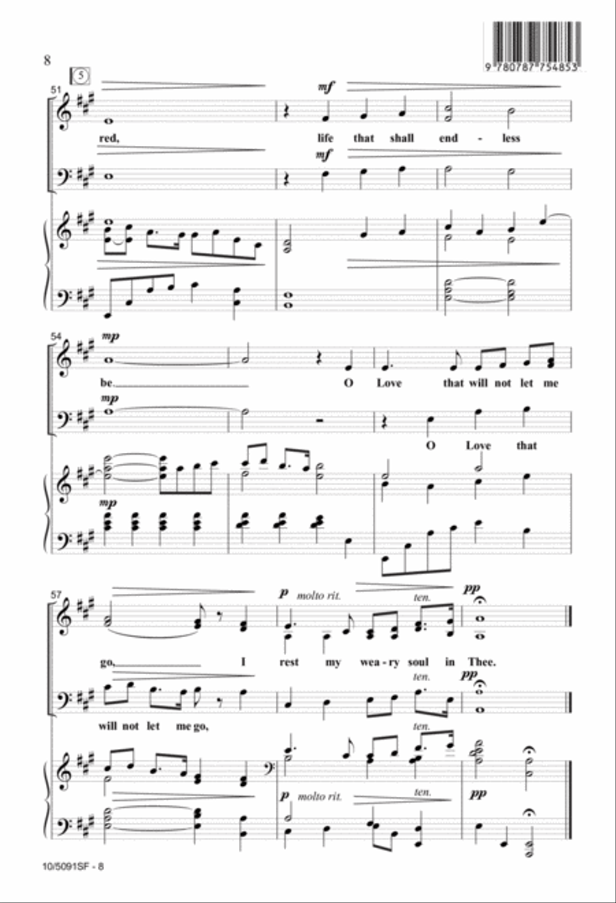 O Love That Will Not Let Me Go 3-Part scores gallery preview page 8