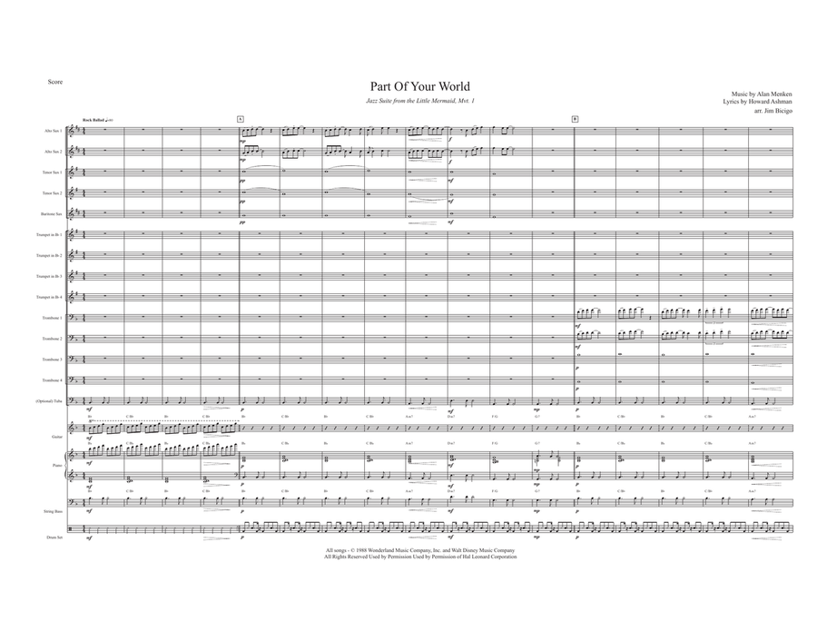 Part Of Your World Jazz Ensemble scores gallery preview page 1
