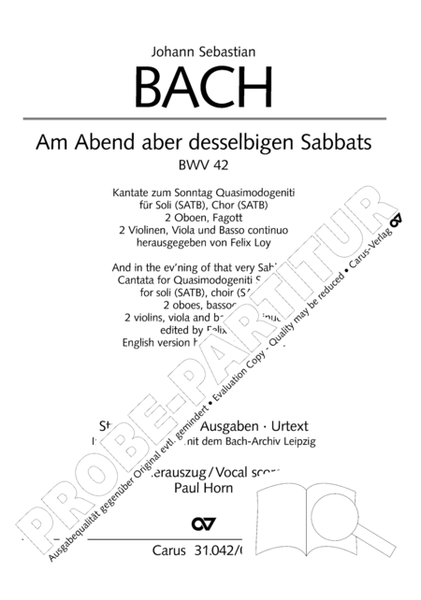 And in the ev'ning of that very Sabbath (Am Abend aber desselbigen Sabbats)