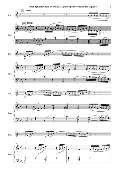 Paul-Agricole Génin: Cantilène, Opus 64 for Bb cornet and piano