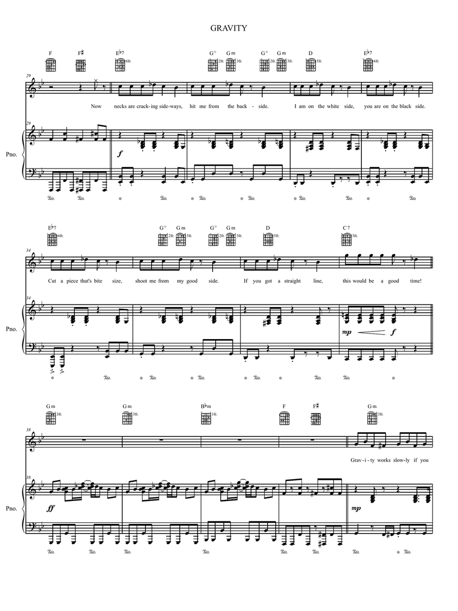 Gravity Piano, Vocal, Guitar scores gallery preview page 3
