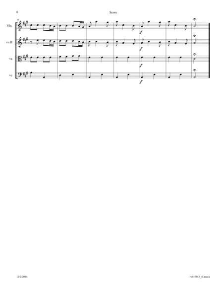 Vivaldi: Concerto for Strings in A Major RV 160; Movement 3: Allegro Arr. for String Quartet image number null