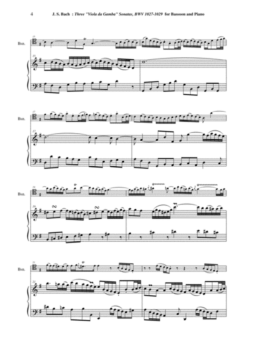 J. S. Bach: Viola da Gamba Sonatas no. I-III, BWV 1027-29, arranged for bassoon and piano