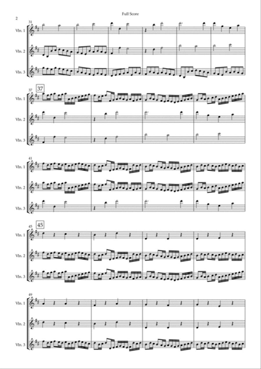 Canon in D Major (Johann Pachelbel) for Violin Trio String Trio scores gallery preview page 2