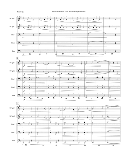 Carol Of The Bells / God Rest Ye Merry Gentlemen - 2 Trumpets, 2 Trombones, Tuba (Optional) image number null