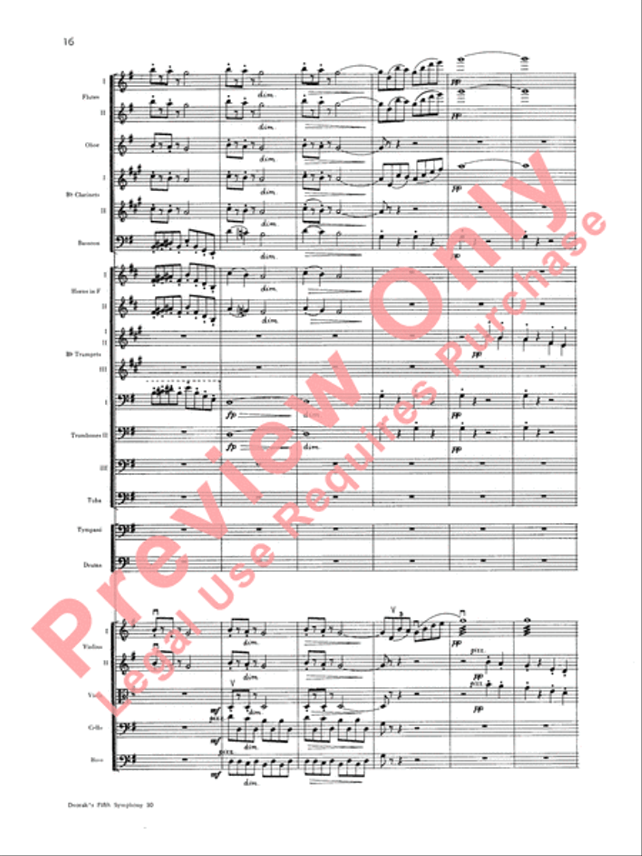 Dvorák's Fifth Symphony (New World, Fourth Movement) Full Orchestra scores gallery preview page 17