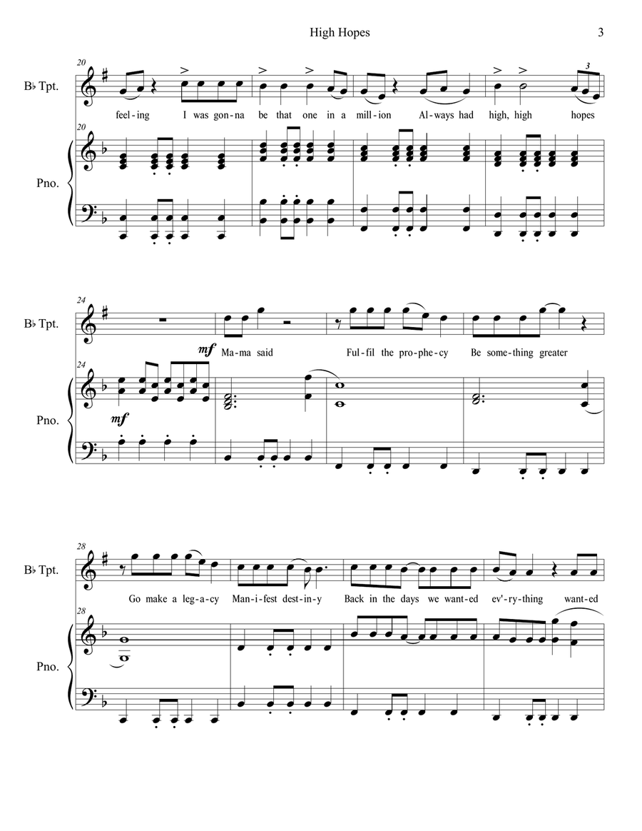 High Hopes Trumpet Solo scores gallery preview page 3