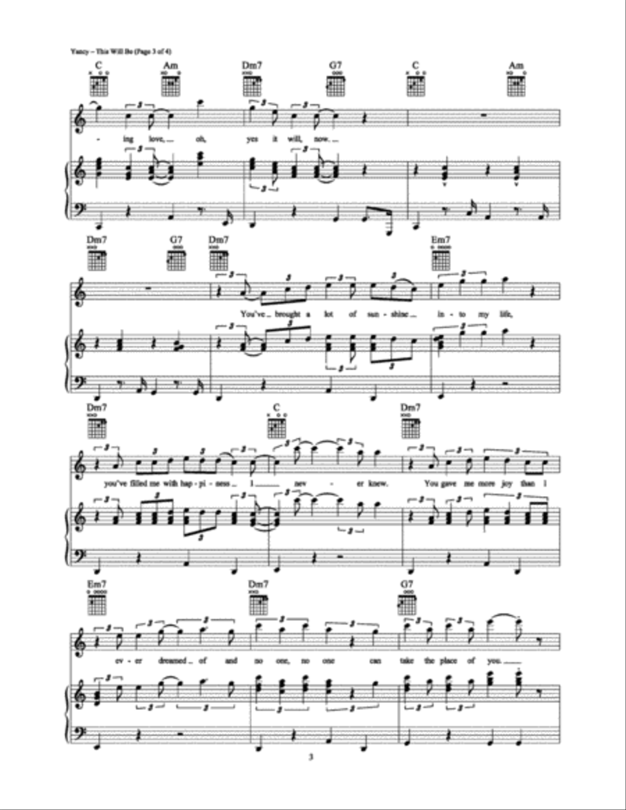 This Will Be (An Everlasting Love) Piano, Vocal, Guitar scores gallery preview page 3