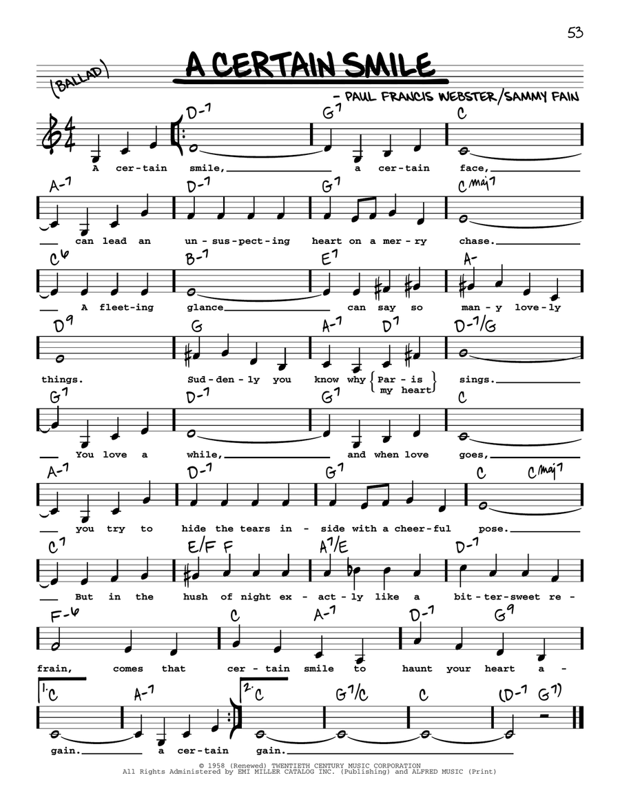 A Certain Smile (Low Voice) Low Voice scores gallery preview page 1