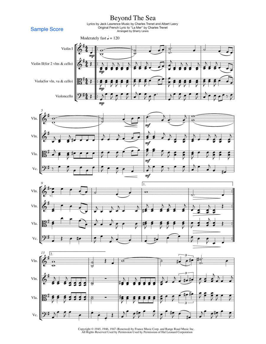 Beyond The Sea String Trio scores gallery preview page 1