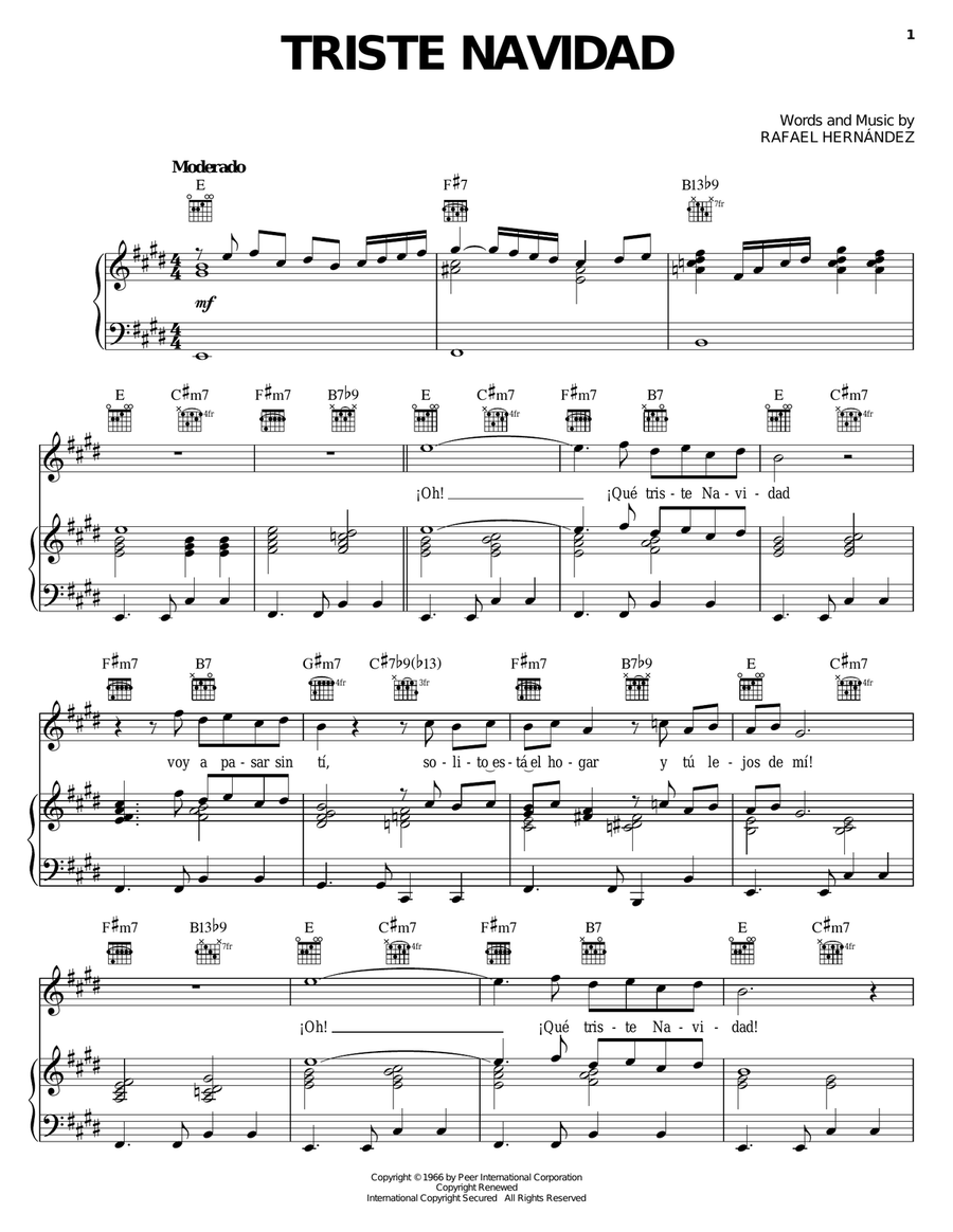 Triste Navidad Triste Navidad Piano, Vocal, Guitar scores gallery preview page 1
