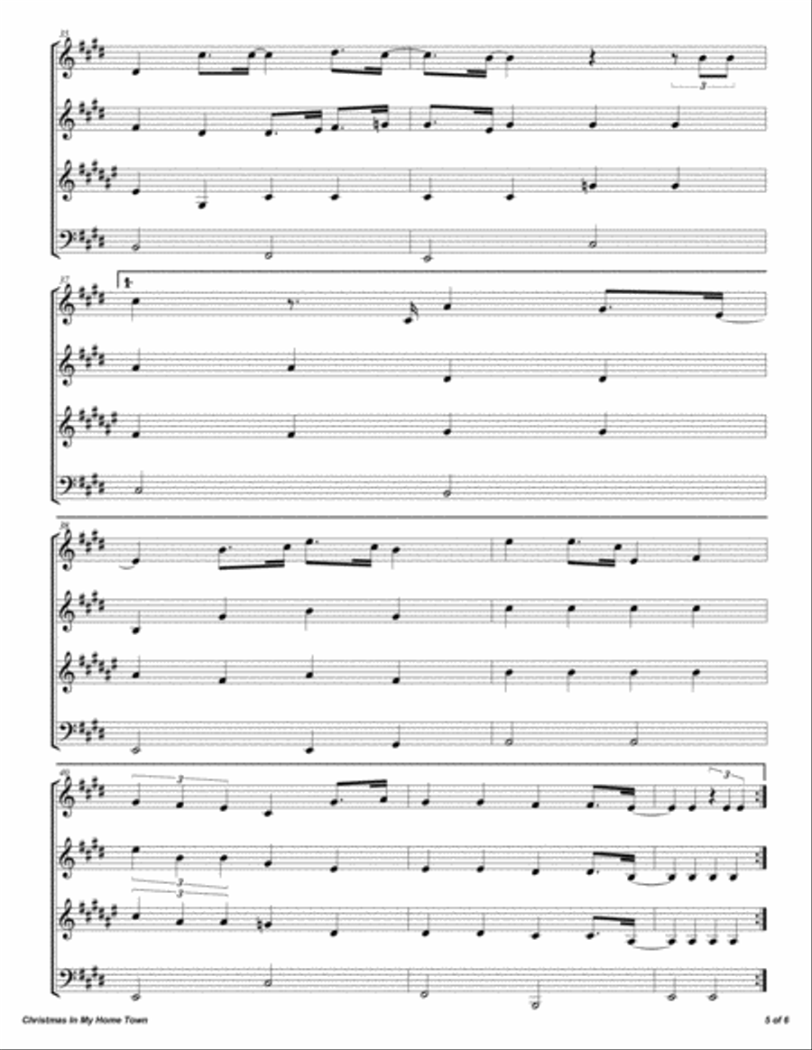 Christmas In My Home Town Woodwind Quartet scores gallery preview page 6