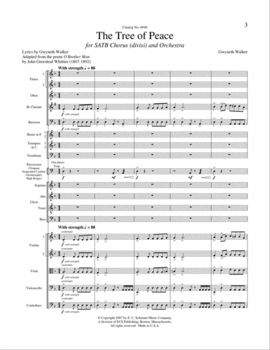 The Tree of Peace (Downloadable SATB Orchestral Score) 4-Part scores gallery preview page 2