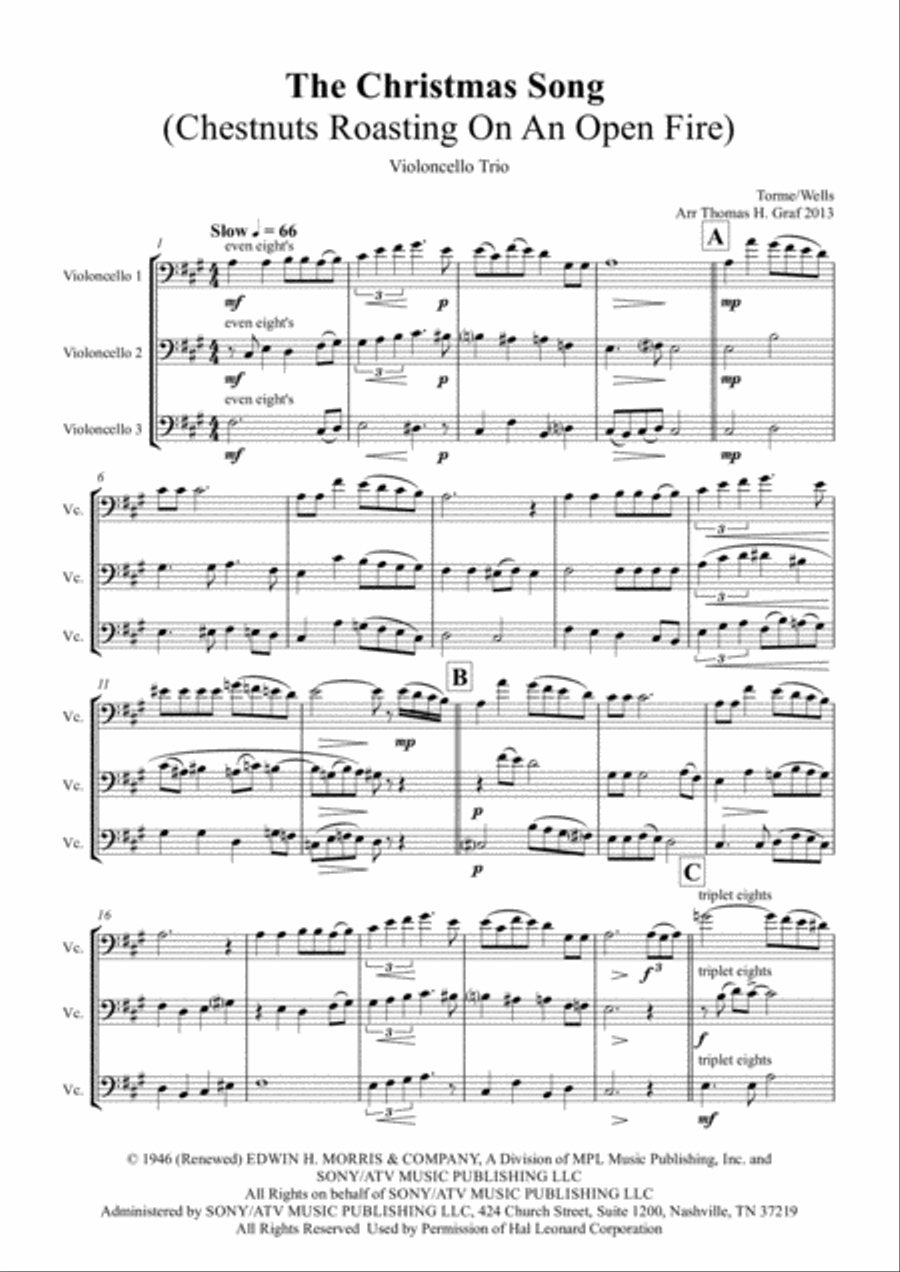 The Christmas Song (Chestnuts Roasting On An Open Fire) String Trio scores gallery preview page 1