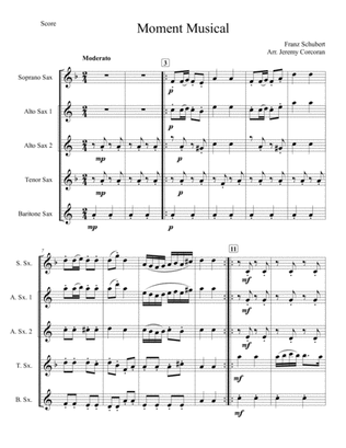 Moment Musical for Saxophone Quartet (SATB or AATB)