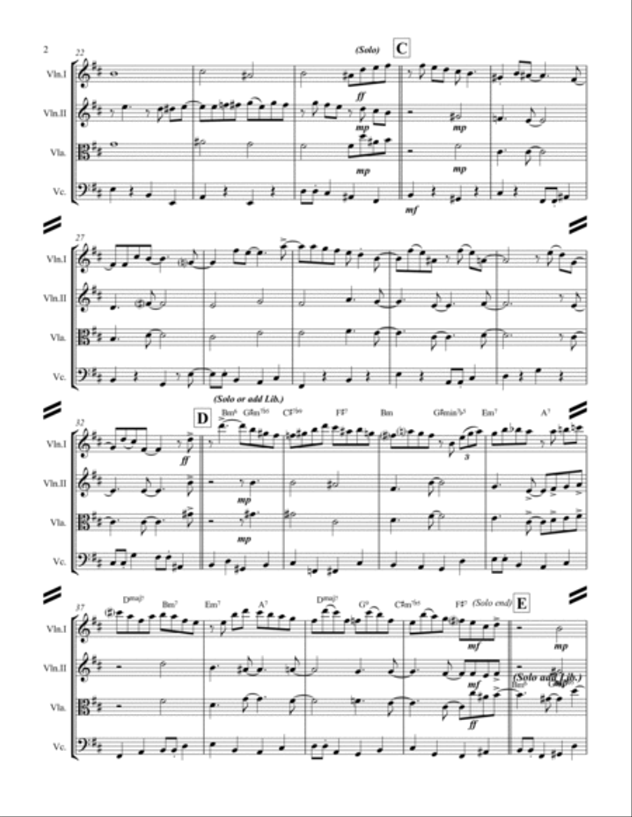 Lullaby Of Birdland String Quartet scores gallery preview page 3