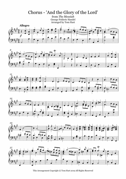 Glory of the Lord (from the Messiah) - Piano Solo image number null