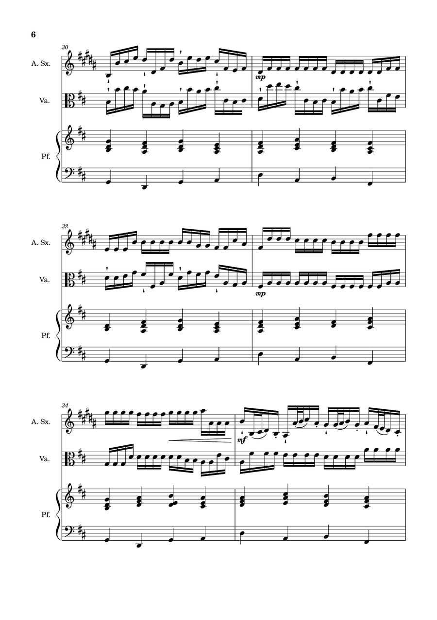 Canon in D Major, P.37; T.337. A. Sax, Viola, and Piano. Score and Parts. Chamber Music scores gallery preview page 6