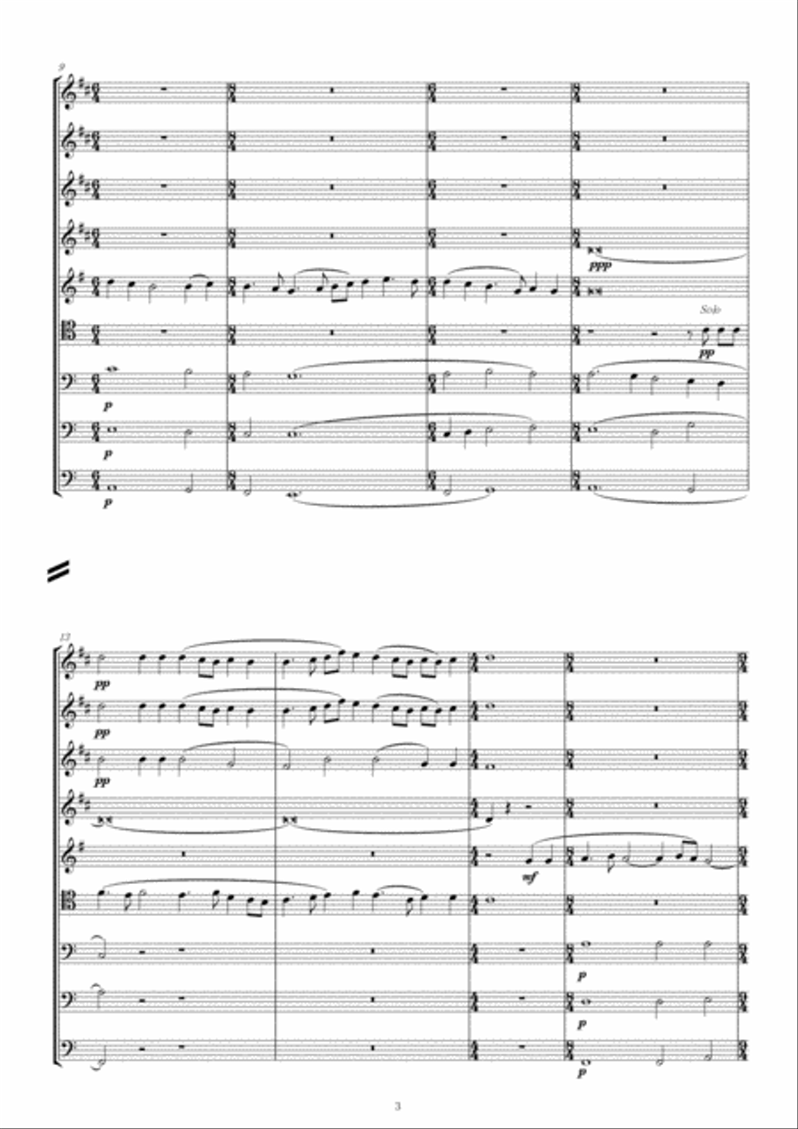 Rachmaninov:Praise The Lord, O My Soul For Brass Nonet, from All Night Vigil (Vespers) 2nd movement Brass Ensemble scores gallery preview page 3