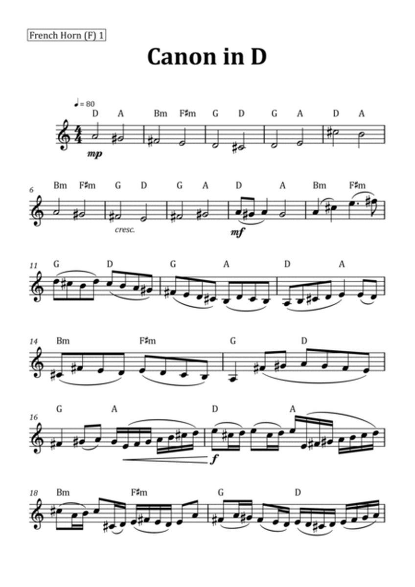 Canon by Pachelbel - French Horn Duet with Chord Notation image number null