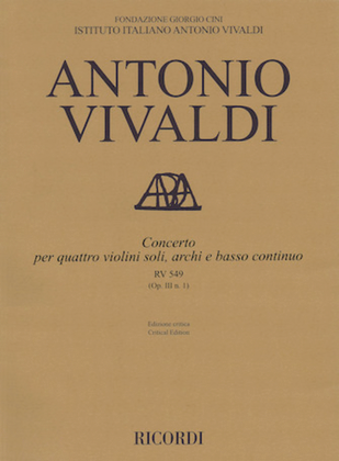 Book cover for Concerto D Major, RV 549, Op. III, No. 1