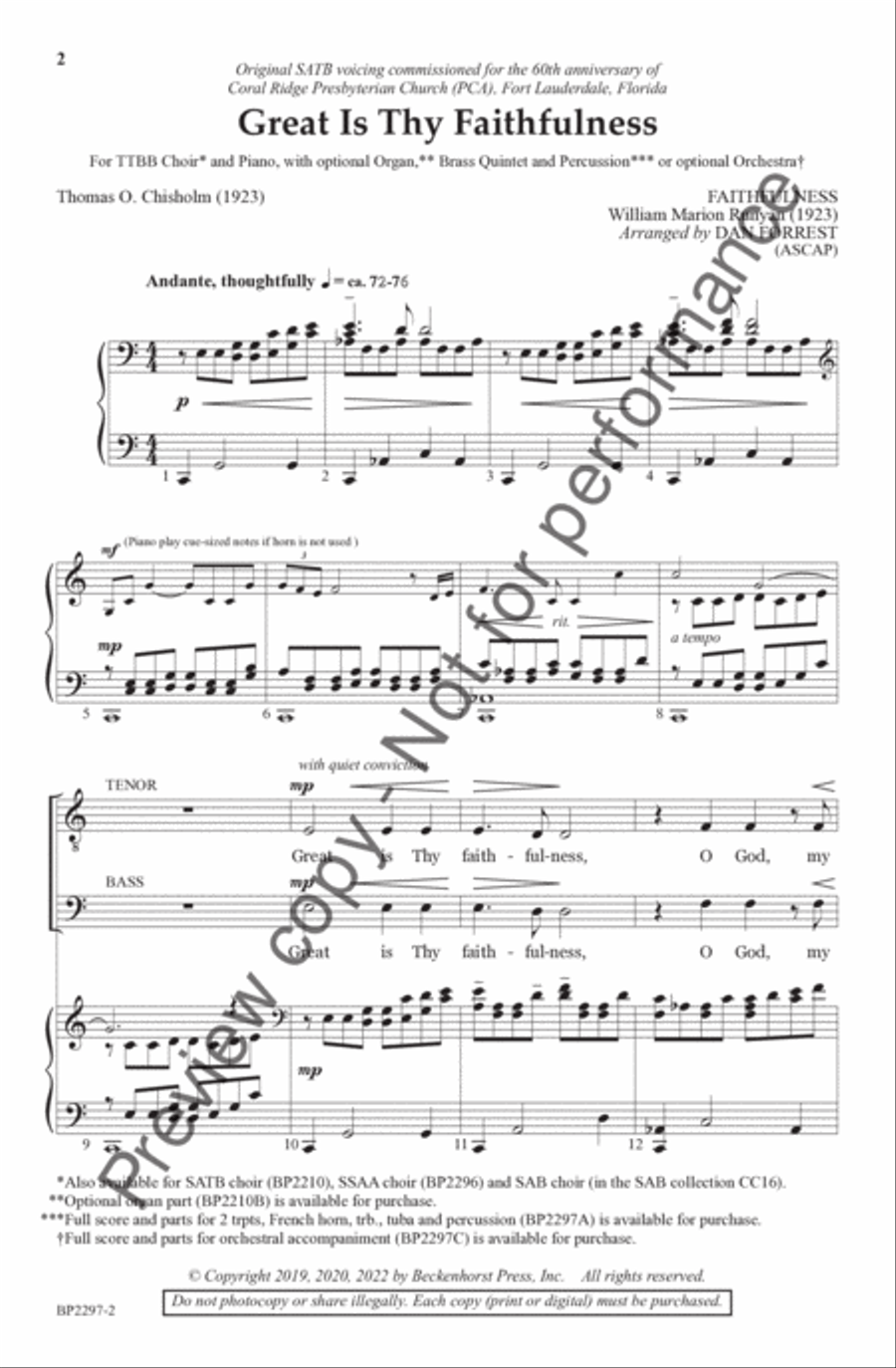 Great Is Thy Faithfulness - Forrest - TTBB TTBB scores gallery preview page 3