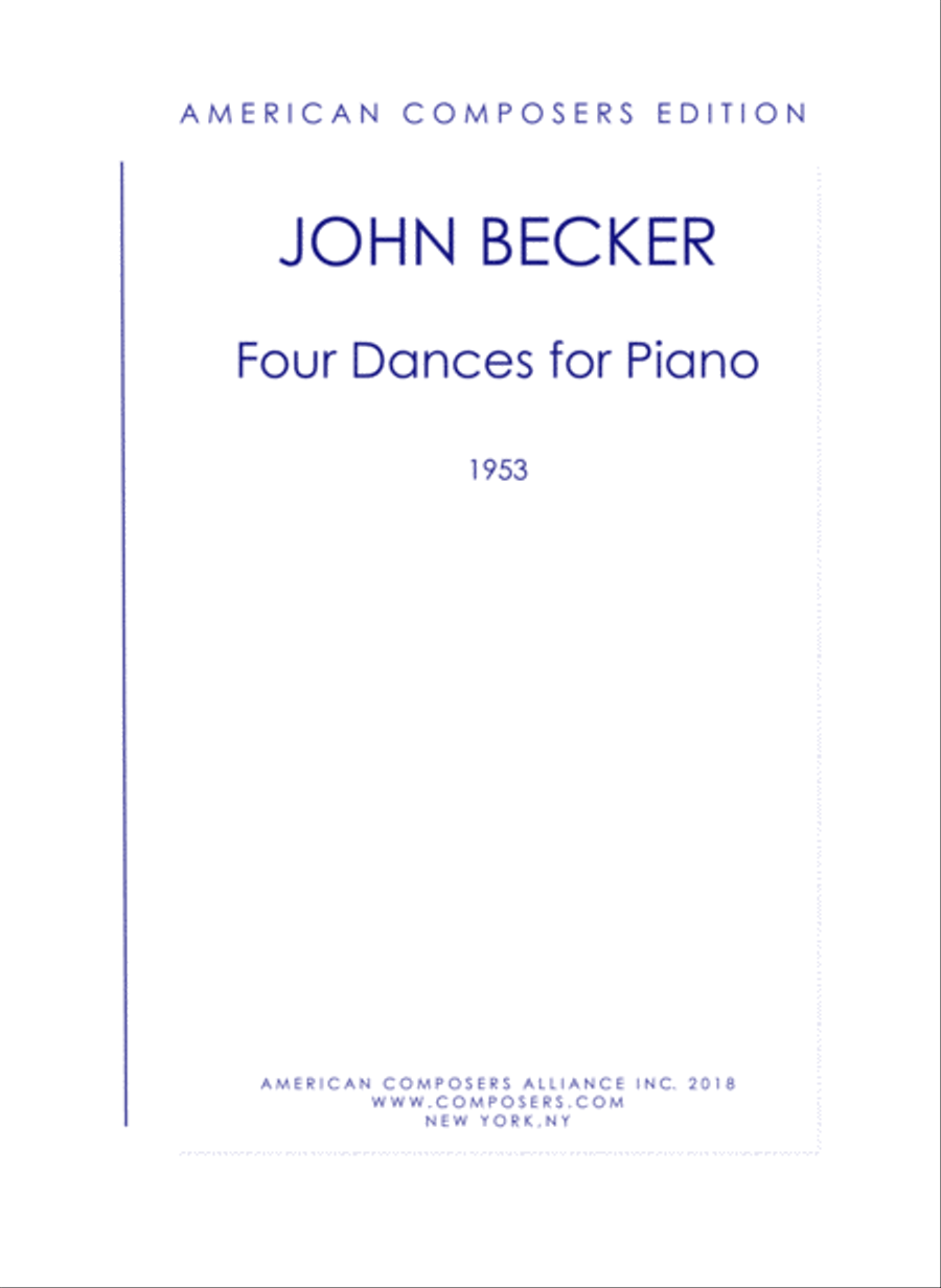 [Becker] Four Modern Dances Piano Solo scores gallery preview page 1