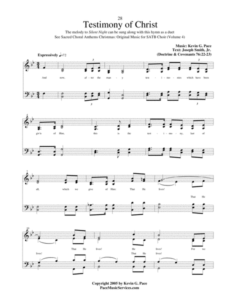 Testimony of Christ - an original hymn for SATB voices image number null
